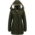 thumbnail image 1 of Chrisuno Women's Padded Heavy Coat Puffy Jacket Medium Length Winter Jacket With Hood Warm Bubble Coat Army Green L, 1 of 5