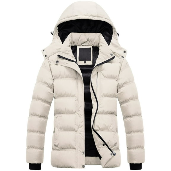 Chrisuno Women's Quilted Lightweight Puffer Jacket Winter Outwear Ladies Thickened Padded Snow Coat Beige XL