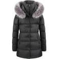 thumbnail image 1 of Chrisuno Women's Quilted Winter Coat Collar Hooded Puffer Jacket Parka Black 2XL, 1 of 5