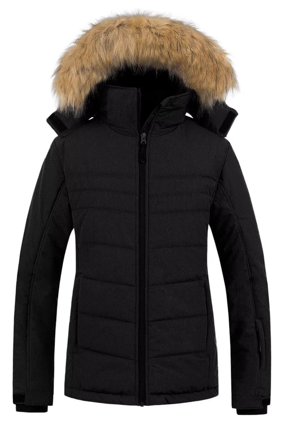 Women's Ski Jacket Winter Windproof Warm Mountain Snow Coats Black L