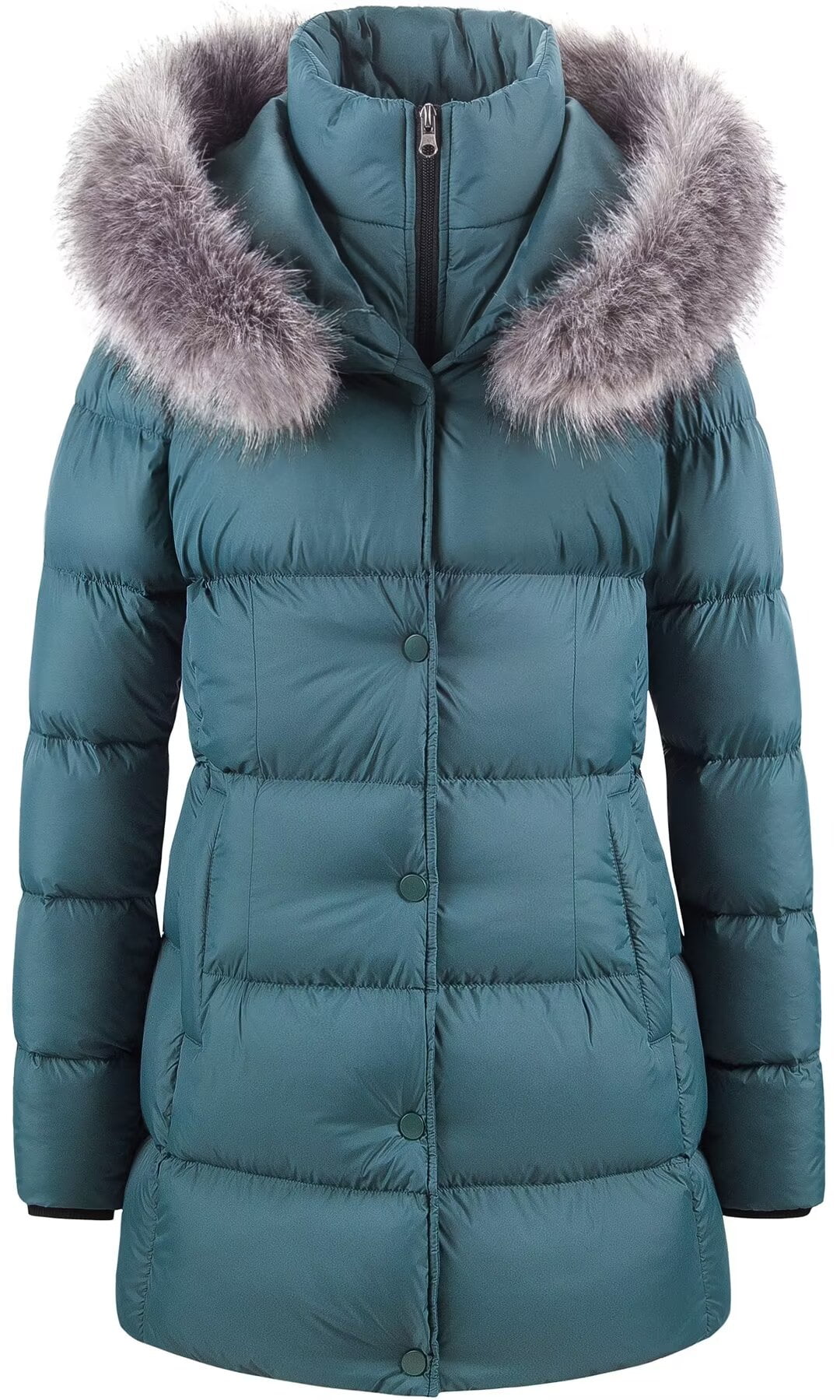 Pocketed Bubble Texture Long Sleeve Longline Winter Coat main image 1