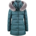 thumbnail image 1 of Chrisuno Women's Thick Winter Bubble Coat Slim Fit With Hood Parka Puffer Jacket Acid Blue XL, 1 of 5