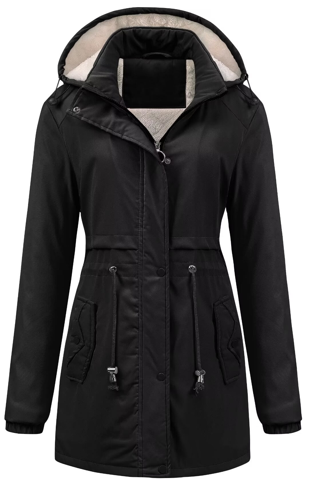 Chrisuno Women's Thicken Fleece Lined Sherpa Parka Winter Coat Hooded ...