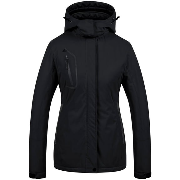 Chrisuno Women's Waterproof Ski Jacket Outdoor Windproof Fleece Insulated Snowboard Rain Jacket Black 2XL