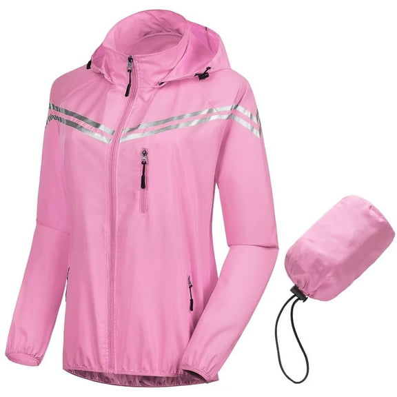 Chrisuno Women's Windproof Handbag Raincoat Water Resistant Rain Gear Cycling Running Jacket Fishing Gear Windbreaker Pink S