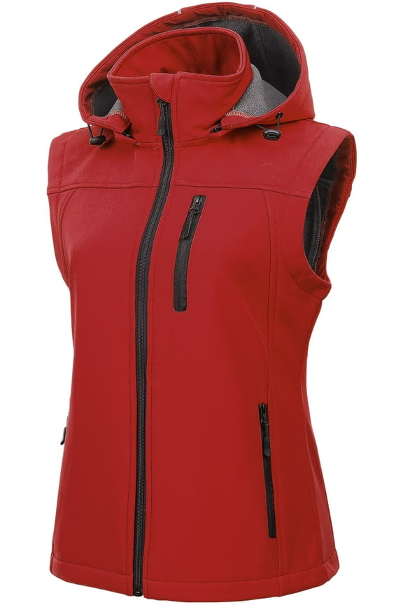 Women's Windproof Lightweight Golf Vest Outerwear With Pockets Versatile Active Vest For Running Hiking Sports Red S