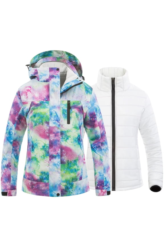 Women's Windproof Rain Jacket Winter Warm Hooded Coat Star S