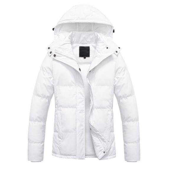 Chrisuno Women's Winter Coat Warm Hooded Puffer Parka Jacket Puffy Insulated Wind Water Repellent Outwear Beige XL