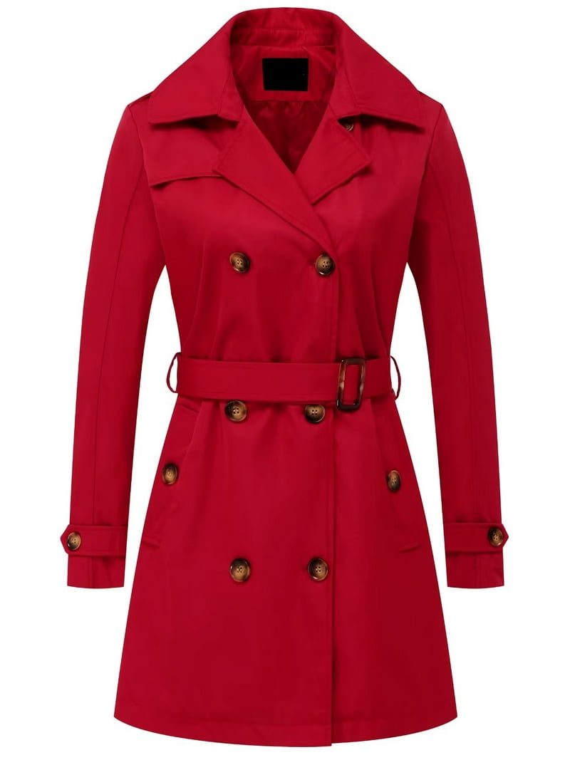 Chrisuno S Size Women's Double Breasted Trench Coat with