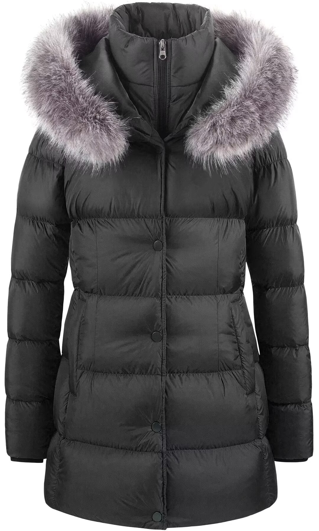 Pocketed Bubble Texture Long Sleeve Longline Winter Coat main image 0
