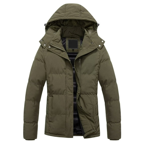 Chrisuno Women's Winter Thicken Puffer Coat Warm Padded Waterproof Packable Short Parka Jacket With Hood Army Green 3XL