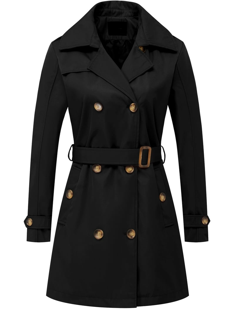 Chrisuno Womens Double Breasted Trench Coat Mid-Length