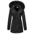 thumbnail image 1 of Chrisuno Womens Ladies Fleece Line Long Fuzzy Coats Parkas Jackets With Pockets 2XL Black, 1 of 5