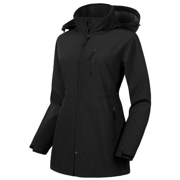 Chrisuno Womens Plus Size Lined Rain Jacket Women's Windbreakers Lightweight Hiking Women Fall Trench Coat Softshell Fleece Jackets With Hood Black 2X