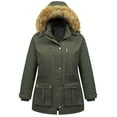 thumbnail image 1 of Chrisuno Womens Plus Size Water Resistant Mid Length Winter Coat Thicken Puffer Jacket Warm Quilted Parka Padded Windbreaker with Removable Hood Army Green 5X, 1 of 5