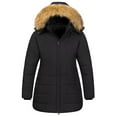 thumbnail image 1 of Chrisuno Womens Plus Size Winter Coats Puffer Jacket Women's Warm Quilted with Detachable Hood Black 5X, 1 of 5