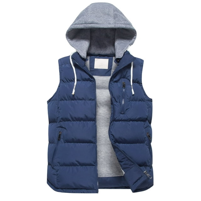 Chrisuno Womens Quilted Hooded Vest Outerwear Stand Collar Gilet For
