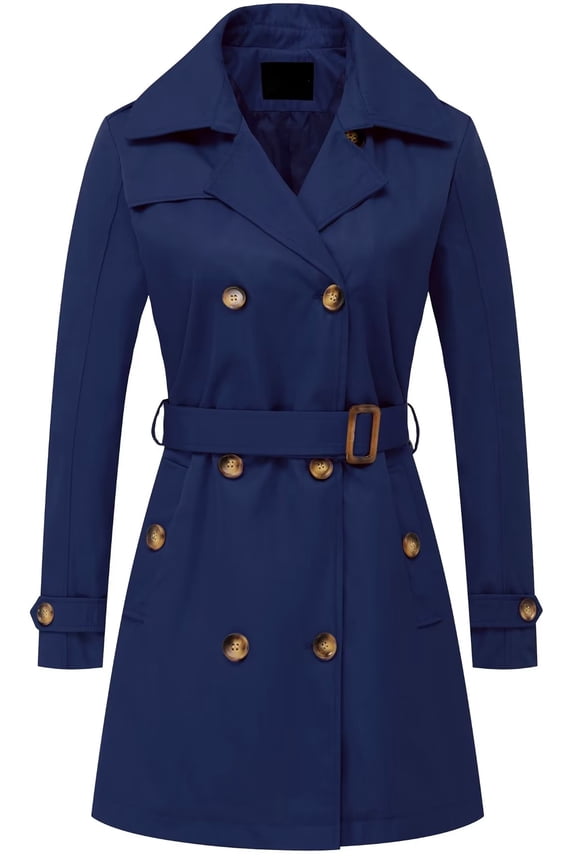 Womens Spring Fall Fashion Long Sleeve Jackets Military Coats Overcoats Fall Coats Navy Blue L