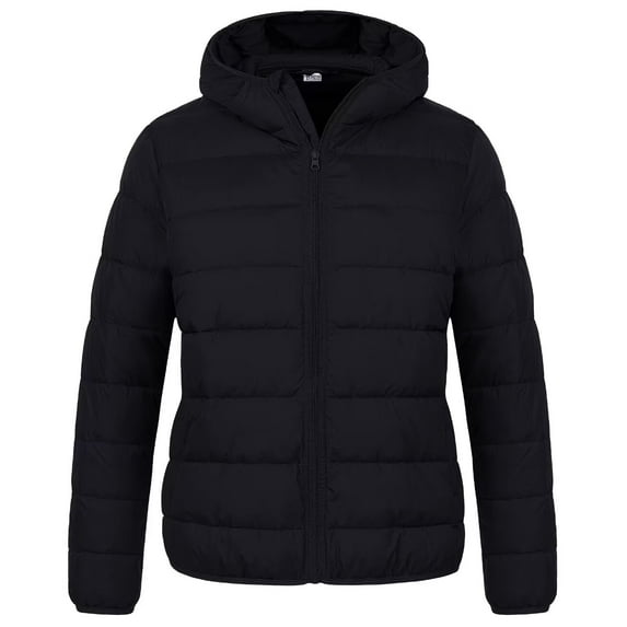 Chrisuno Womens Winter Coats Plus Size Women's Jacket Lightweight Quilted Black 4X