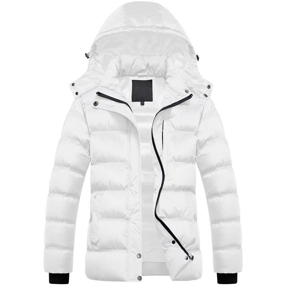 Chrisuno Womens Winter Coats Women's Warm Padded Coat For Women Fantastic Lightweight Slim Fit Jacket Puffer With Hood Removed White XL