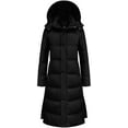 thumbnail image 1 of Chrisuno Womens Winter Jacket Women Coat Puffy Lightweight Jackets Long Quilted Hooded Maxi Length Sleeve Puffer Padded Parka Outerwear Black XL, 1 of 5