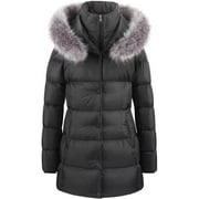 Chrisuno Womens Winter Snow Jacket Long Puffer Coat Oversized Warm Parka Winter Outerwear Black 3XL