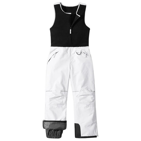 Chrisuno Youth Winter Cargo Snow Pants Waterproof Insulated Ski Pants Windproof Ripstop Snowboard Bottoms Kids Boys Girls Snow Bibs Snowpants Husky Ski Bibs White 4/5