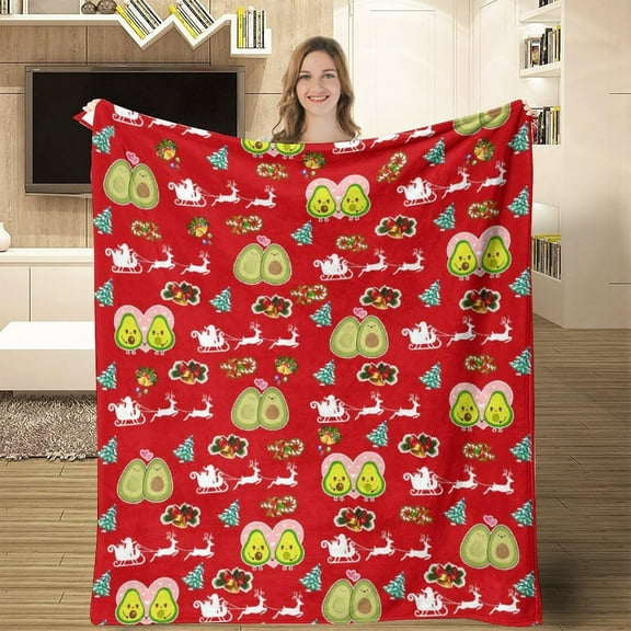 Chritmas Avocado Throw Blanket Chritmas Blanket Xmas Gift Throw Blanket for Adult Kids Avocado Blanket Fannel Blanket for Home Sofa Bed Decor 50×40
