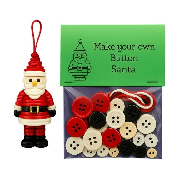 Chritmas Funny DIY Button Snowman Ornament Kit, Creative Handmade Button Decoration Craft Gift For Friends And Family