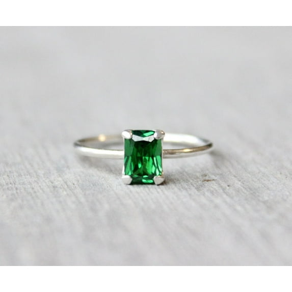 Chritmas Gift Natural Emerald 925 Sterling Silver Wedding Gift Ring For Him