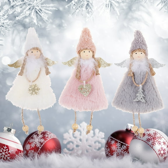 Chritmas Ornament Indoor Tree Decoration,Holiday Birthday Gift Angel Doll Pendant,Window Cling Decals Handmade Xmas Crafts （3 PCS）