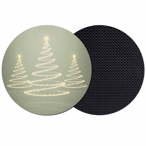 Chritsmas Tree Lights Coasters Set of 2, Absorbent Coasters for Drinks, Sage Green Xmas New Year Holiday Coaster for Desk Coffee Table Protection, Home Decor House Warming Gifts 4"