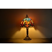Chrlaon Tiffany Table Lamp Stained Glass Bedside Lamp for Living Room Bedroom Red Desk Light