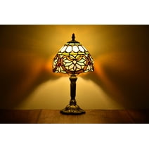 Chrlaon Tiffany Table Lamp Stained Glass Bedside Lamp for Living Room Bedroom Traditional Bronze Multi-Color Desk Light