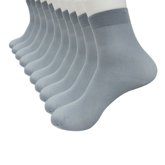 Chroia 10 Pairs Men's Summer Business Socks - Bamboo Fiber Ultra-Thin Silky Elastic Crew Socks