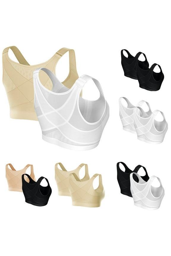 2-Pack Science Posture Bra - Front Closure Wireless Sports Support
