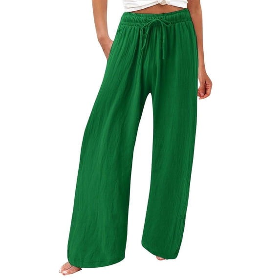 Chroia 2026 Womens Casual Work Pants High Waist Drawstring Wide Leg Trousers Pockets