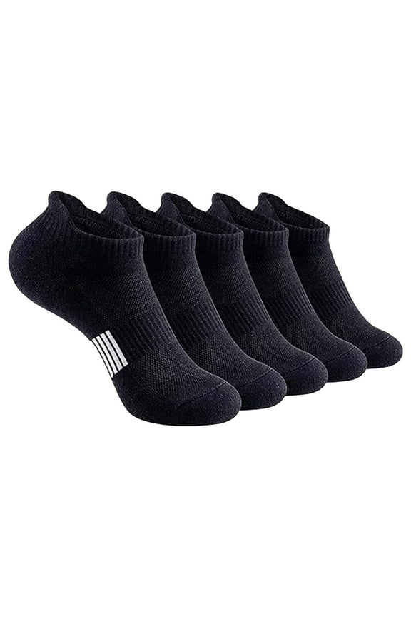 5-Pack Men's Basketball Ankle Socks - Solid Color Short Sports Socks for Daily & Game Use