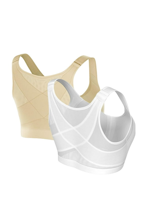 Science Posture Corrector Bra - 2-Pack Front Closure Sports Wireless
