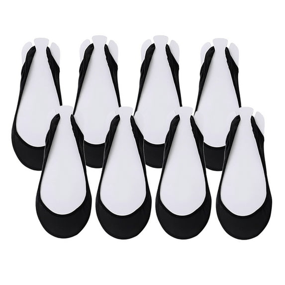 Chroia Socks for Women, 4 Pairs Lace Splice Boat Socks, Solid Non Slip Padded Ultra Low Cut Ballerina Heel Socks
