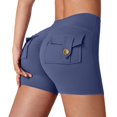 thumbnail image 1 of Chroia Women High Waisted Scrunch Workout Shorts with Pockets, Charm Gym Biker Yoga Booty Lifting Cargo Bottoms, 1 of 9