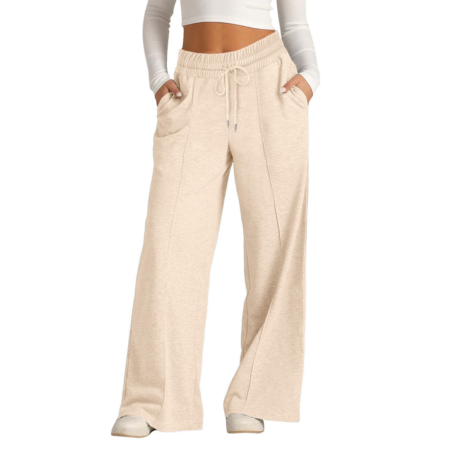 Women's Linen Palazzo Pants - High Waisted Wide Leg Trousers With Pockets For Casual Wear