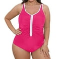 thumbnail image 1 of Chroia Women Plus Size One Piece Swimsuit, Zipper Ruched Push Up, Tummy Control Full Coverage Modest Slim 2026 Bathing Suit, 1 of 4