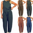 thumbnail image 1 of Chroia Women Summer 2 Piece Set Y2K Gingham Sleeveless Tank Top Wide Leg Barrel Pants Casual Lounge Wear, 1 of 8