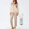 thumbnail image 1 of Chroia Women's 2-Piece Satin Silk Button-Down Long/Short Sleeve Pj Set - Lounge Sleepwear, 1 of 9