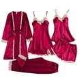 thumbnail image 1 of Chroia Women's 5PCS Loungewear Sleepwear Set - Silk Satin Soft Cute Pajamas, 1 of 3