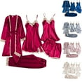 thumbnail image 1 of Chroia Women's 5PCS Silk Satin Pajama Set - Soft Cute Sleepwear Loungewear, 1 of 4
