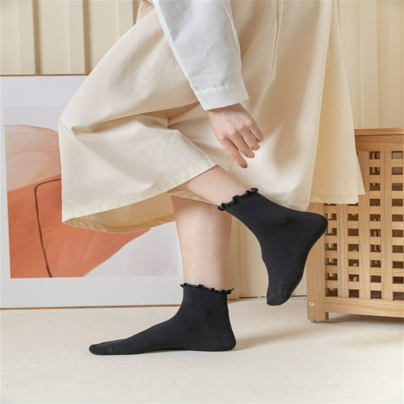 Chroia Women's 6-Pair Ruffle Socks - Cute Ankle & Above Ankle Crew Cotton Socks