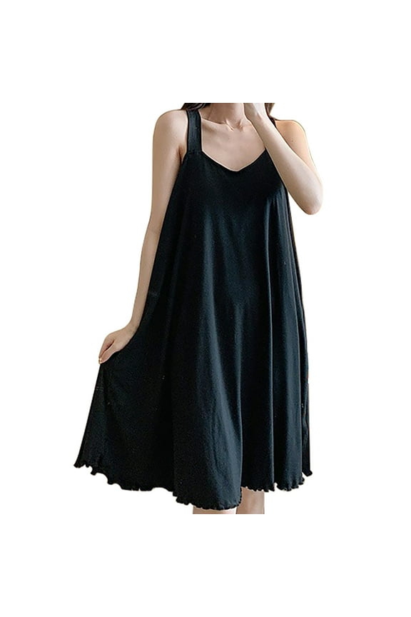 Women's Built In Bra Full Slip Dress - Slim Sleeveless Strap Camisole Lingerie Sleepwear