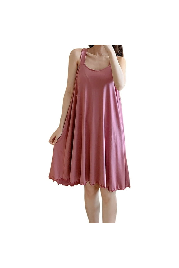 Women's Built In Bra Full Slip - Slim Sleeveless Strap Camisole Lingerie